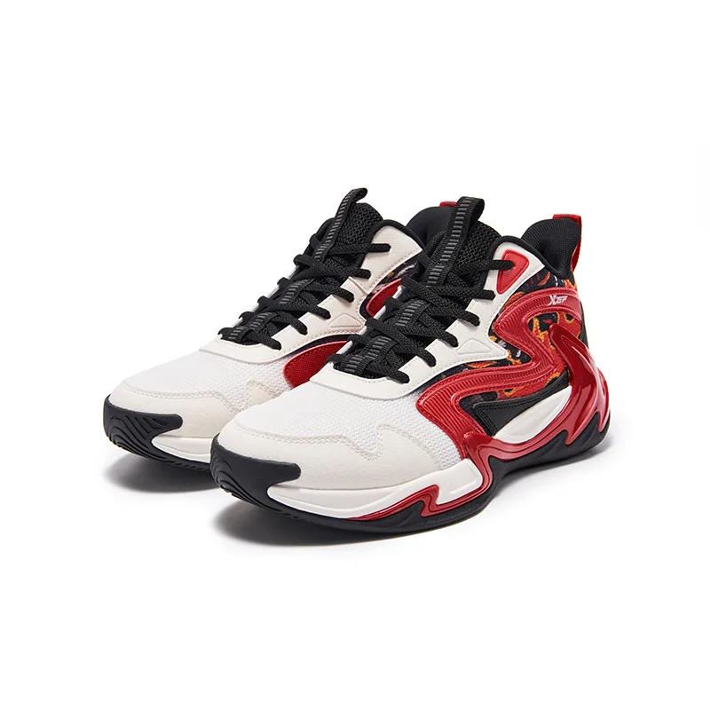 Кроссовки Rayquaza с противоскользящей подошвой и амортизацией XTEP, Sail White Black Top Scorer Red — фото 2