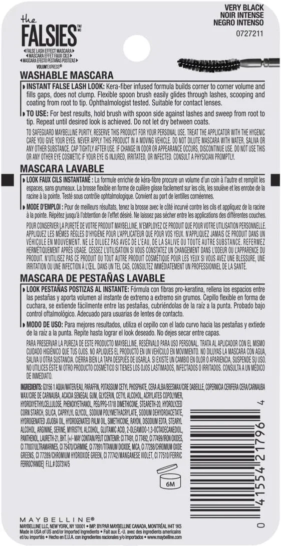 Тушь для ресниц Volume Express The Falsies Waterproof Maybelline New York, 0.03 fl oz, коричнево-черный — фото 2