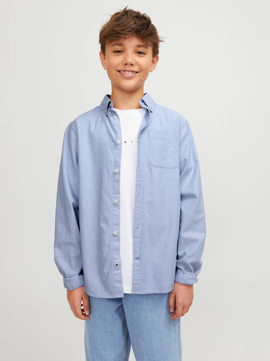 Рубашка Oxford, JACK & JONES Junior, кашемировый синий — фото 3