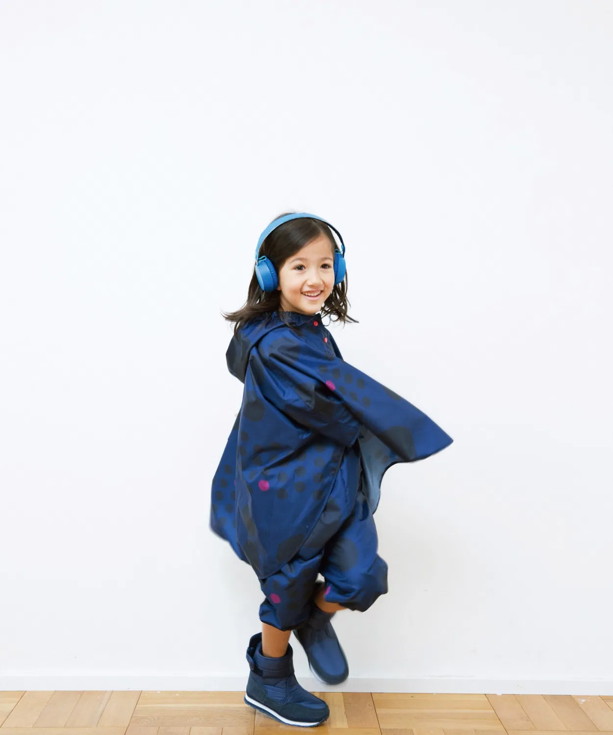 Детский дождевик-пончо maru' rain poncho kids S, тёмно-синий