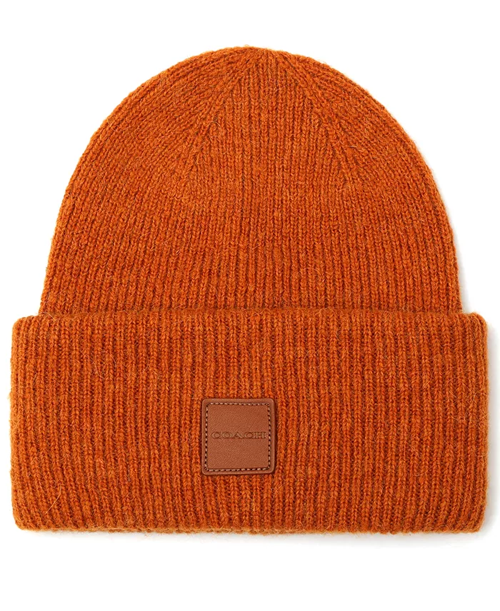 

Мужская боб-шапка с кожаной нашивкой Coach, оранжевый