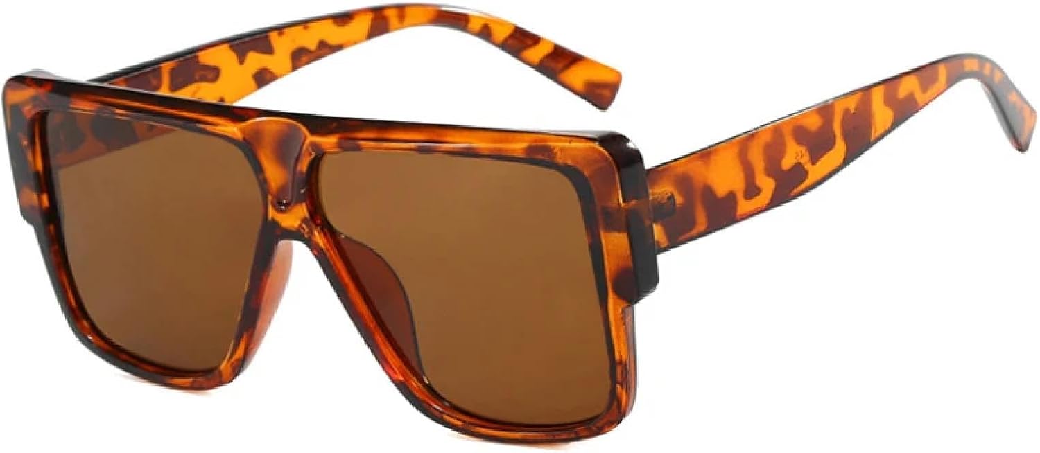 

Модные солнцезащитные очки большого размера для женщин, ретро-градиентные солнцезащитные очки для мужчин, трендовые оранжево-синие солнцезащитные очки TVTBBVV, Leopard Tea