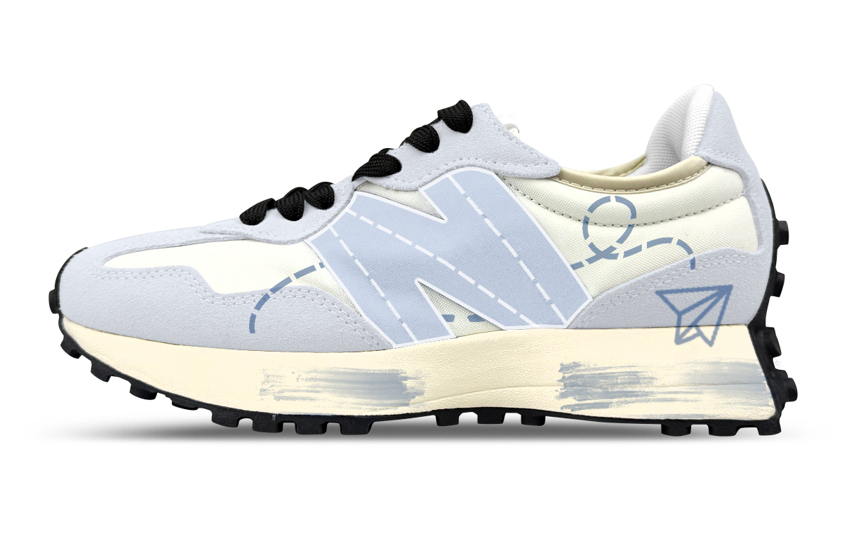 

NB 327 устойчивые к истиранию низкие кроссовки для города и поездок на работу Unisex New Balance, синий белый