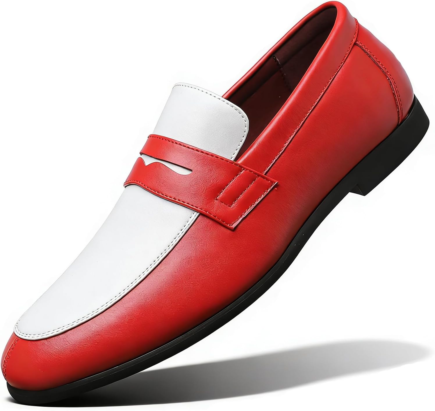 

Мужские кожаные лоферы ENOEGMSD без застежки, стильные двухцветные, повседневные, и прогулок на лодке, комфортные, с низким каблуком, легкие, противоскользящие, деловые туфли, красный
