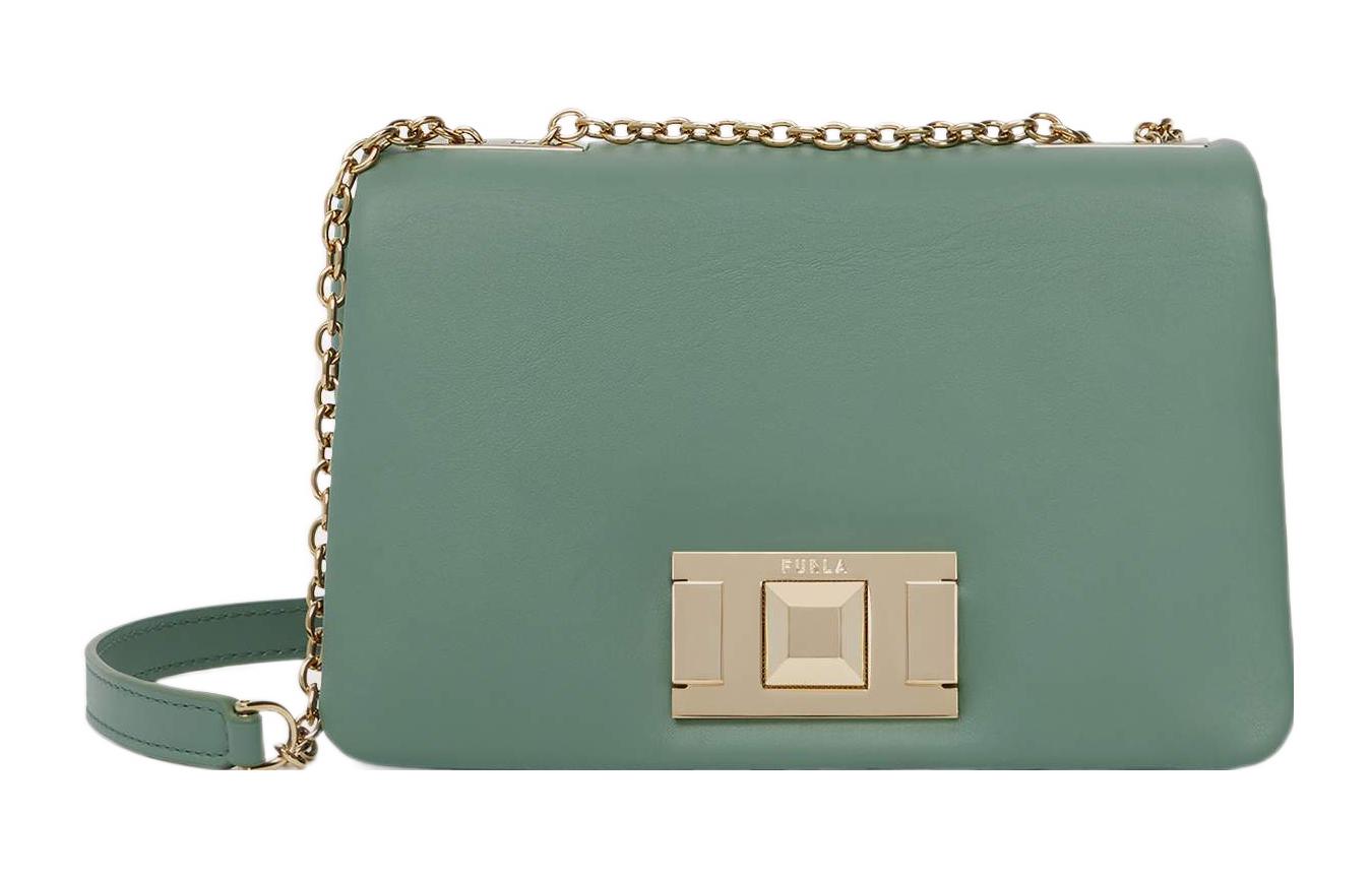 

Furla Кожаная сумка через плечо миниатюрная женская горохового цвета