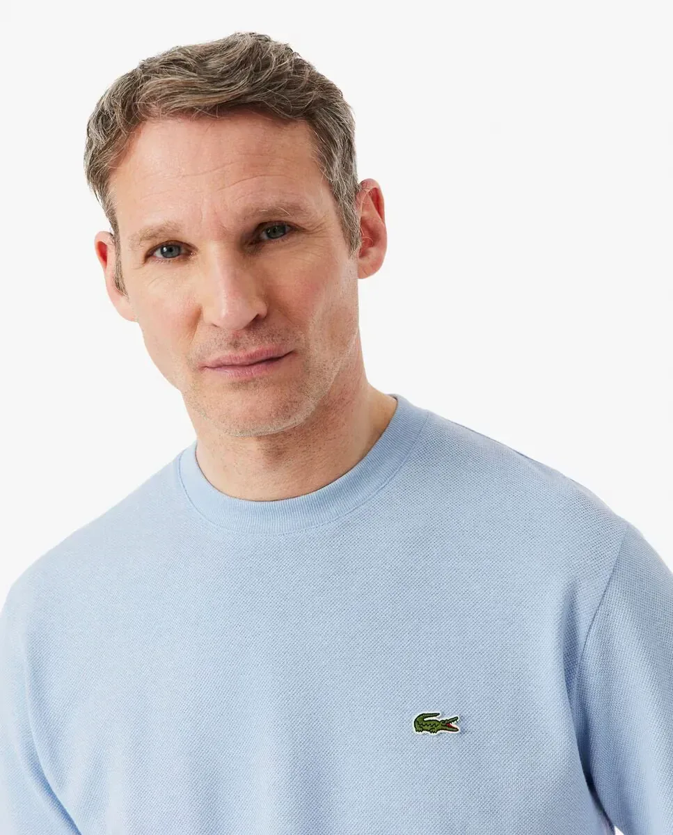 Футболка мужская Lacoste хлопок/лен, короткий рукав, светло-голубой — фото 3