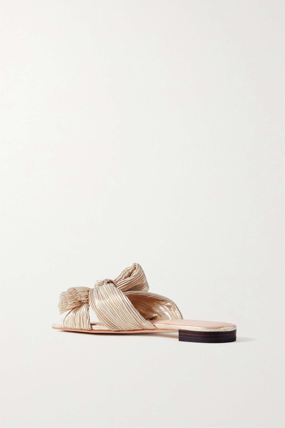 LOEFFLER RANDALL шлепанцы Daphne из плиссе и ламе с бантом, золото