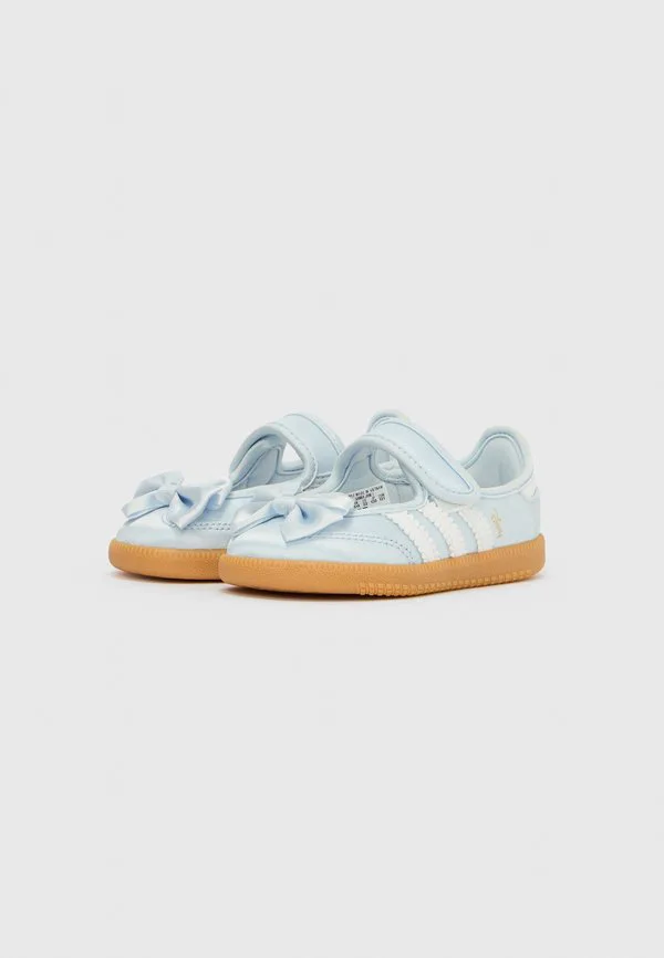 Атласные детские туфли унисекс "алиса в стране чудес" в стиле самба Adidas Originals, White/Crystal Sky/Gum — фото 2