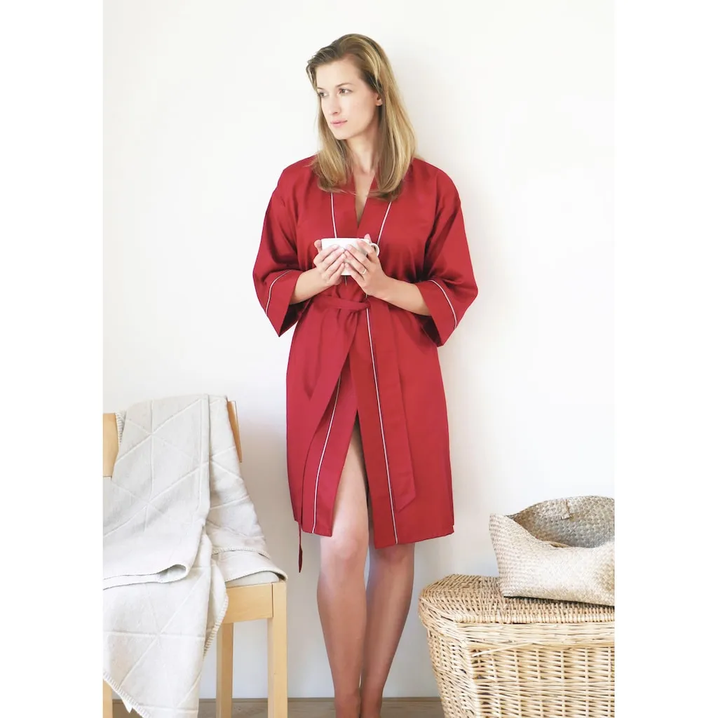 

Фрамсон фротте халат Сатиновый банный халат в изысканном шелковом исполнении Framsohn Frottier, бордовый