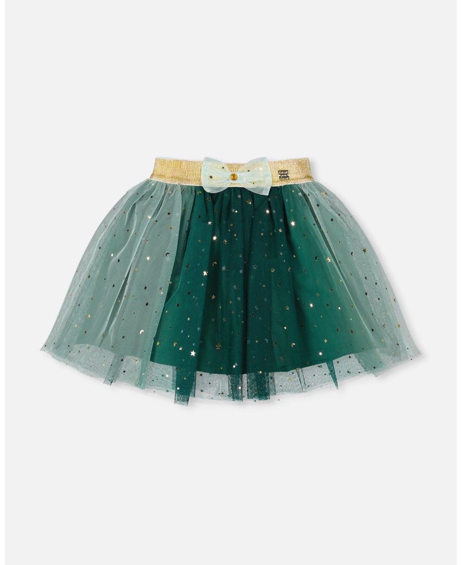 

Сетчатая юбка для девочек постарше с бантом, зеленого цвета Deux par Deux, Forest green