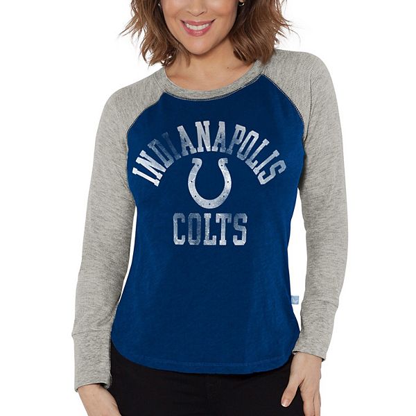 

Женская футболка 4her by carl banks royal/heather gray indianapolis colts waffle knit raglan с длинным рукавом G-Iii