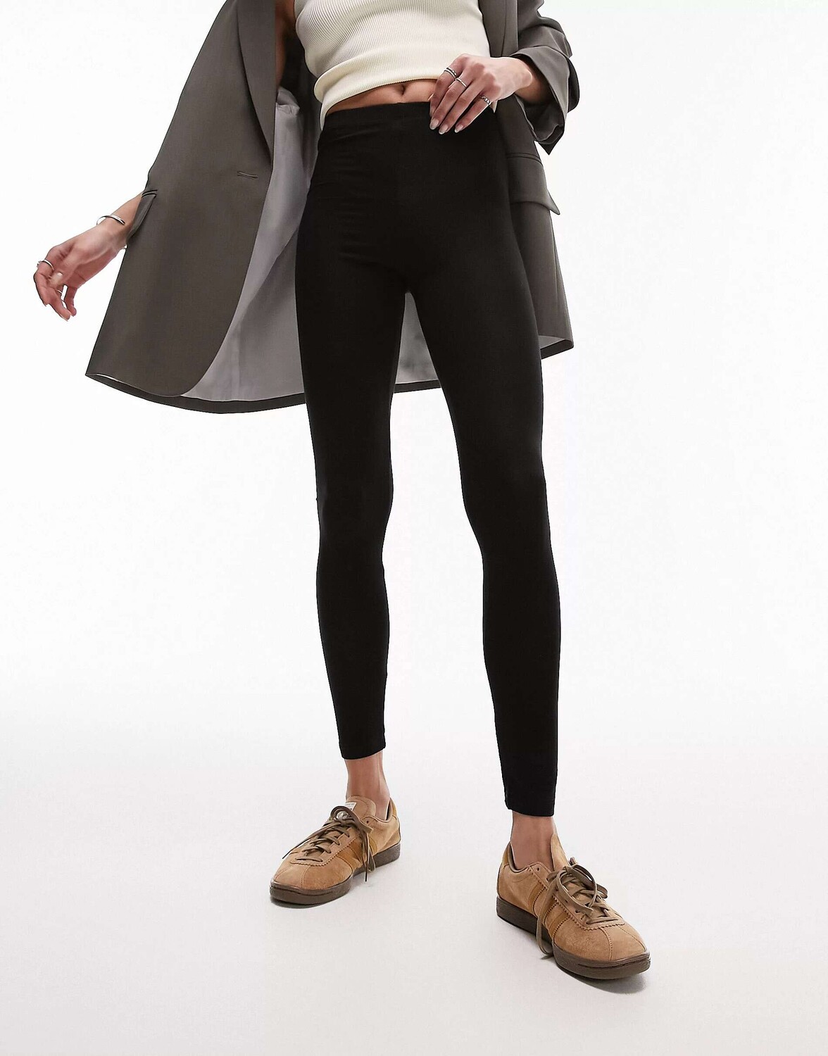

Черные базовые леггинсы до щиколотки Topshop
