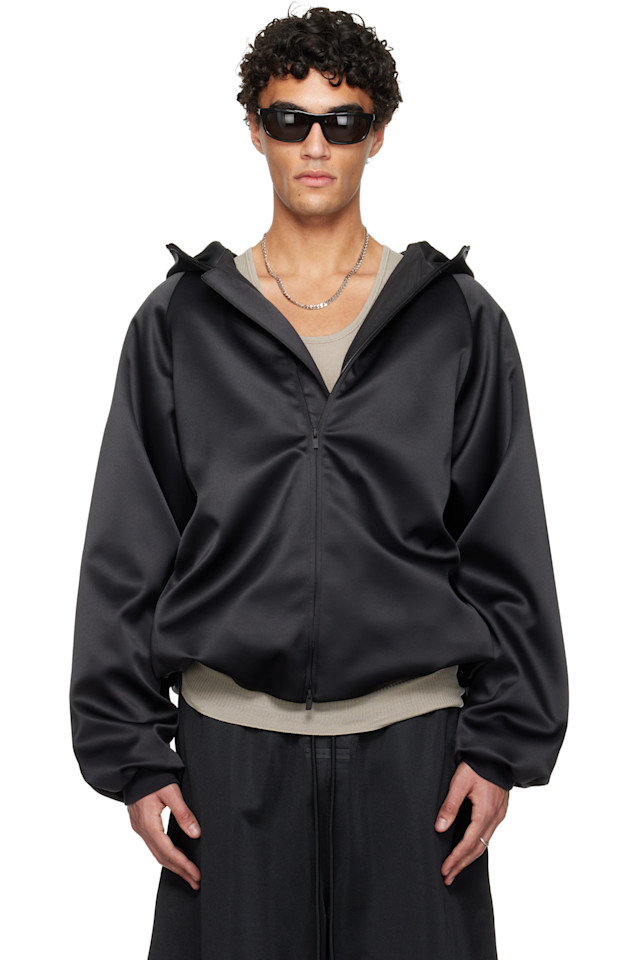 

Fear Of God Essentials Черная праздничная куртка-бомбер с капюшоном