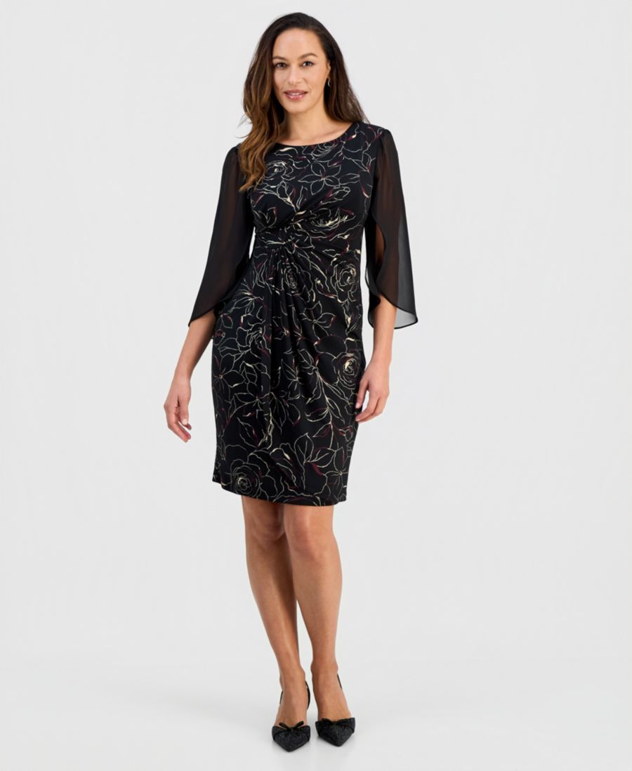 

Платье-футляр с прозрачными рукавами и принтом, миниатюрное Connected, B/g