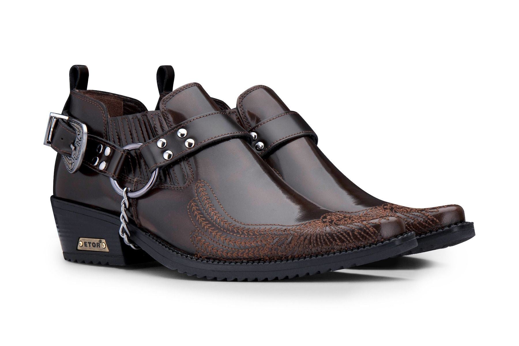 Мужские коричневые ковбойские туфли Eagle с кубинским каблуком Infinity Leather — фото 4