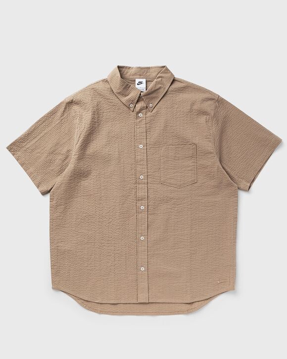 

Рубашка Nike Life Short-Sleeve Seersucker Button-Down Shirt, цвет khaki/khaki