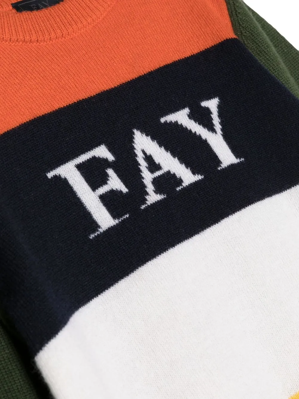 Джемпер в стиле колор-блок с вышитым логотипом Fay Kids, нейтральный — фото 3