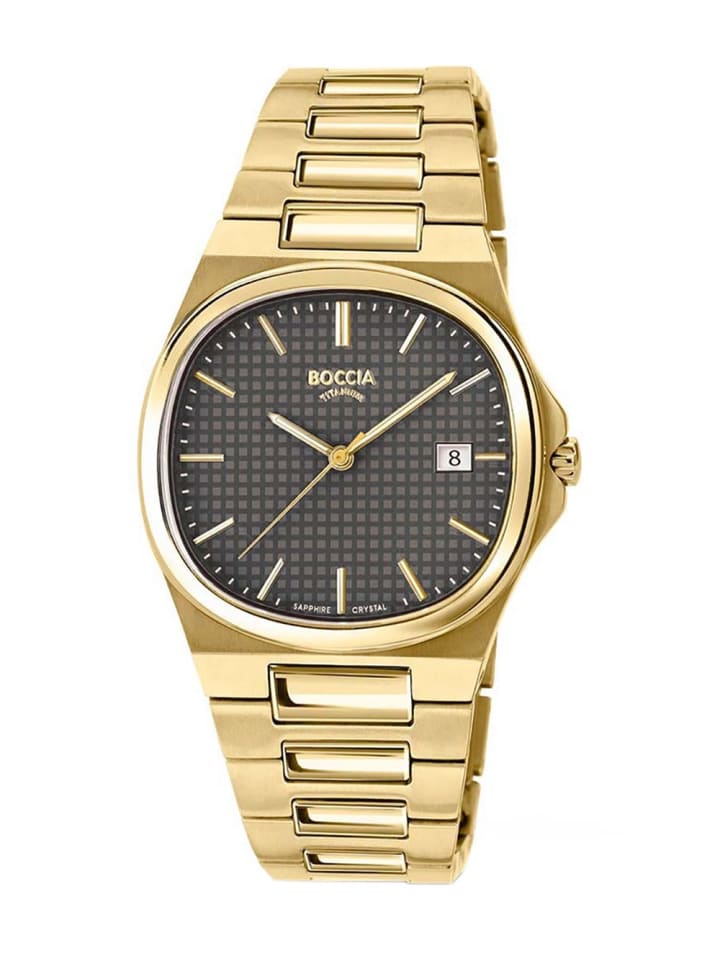 

Boccia Мужские титановые часы с сапфировым стеклом, золотисто-коричневые