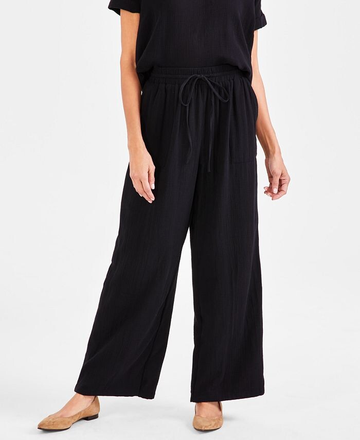 

Широкие брюки Petite Gauze Style & Co, черный