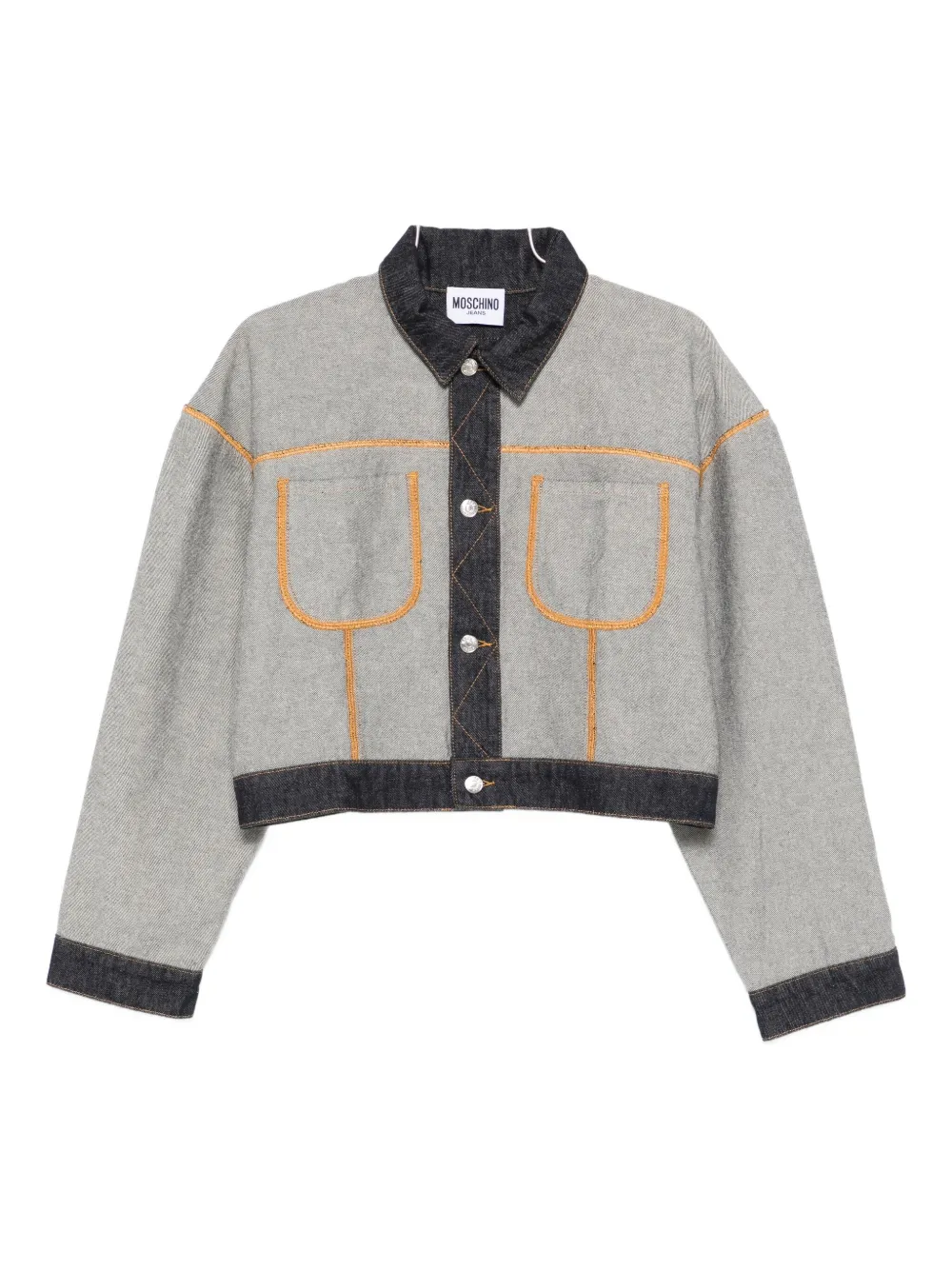 

Джинсовая куртка с контрастной строчкой Moschino Jeans, серый