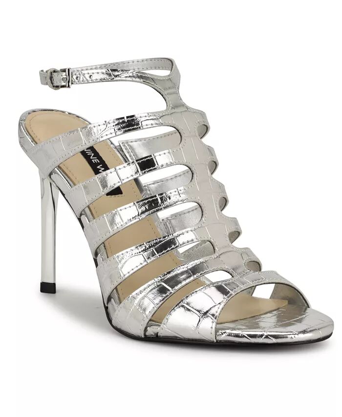 Женские классические босоножки Saleen с открытым носком на шпильке Nine West, серебряный
