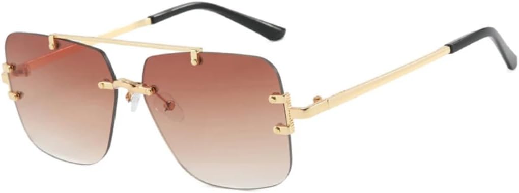 

Солнцезащитные очки с защитой UV400 | Без оправы, увеличенная переносица, градиентный оттенок | Для женщин и мужчин, для занятий спортом на открытом воздухе и вождения DSVIGF, Gold Brown