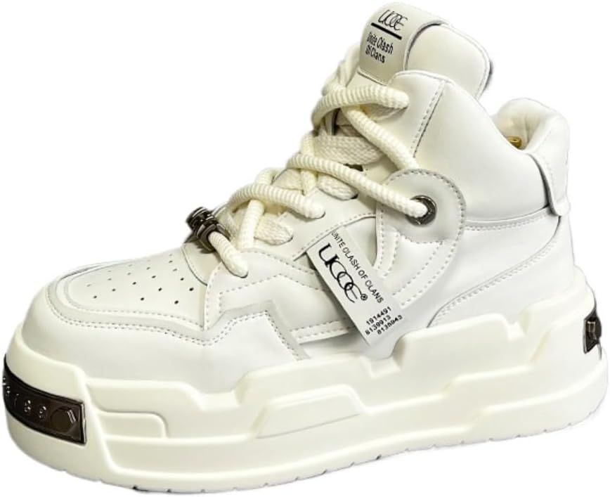 

Мужские кроссовки Y2K с отделкой из массивной полиуретановой кожи, с высоким подъемом 5 см и металлической подошвой Ctkvbmeoi, белый