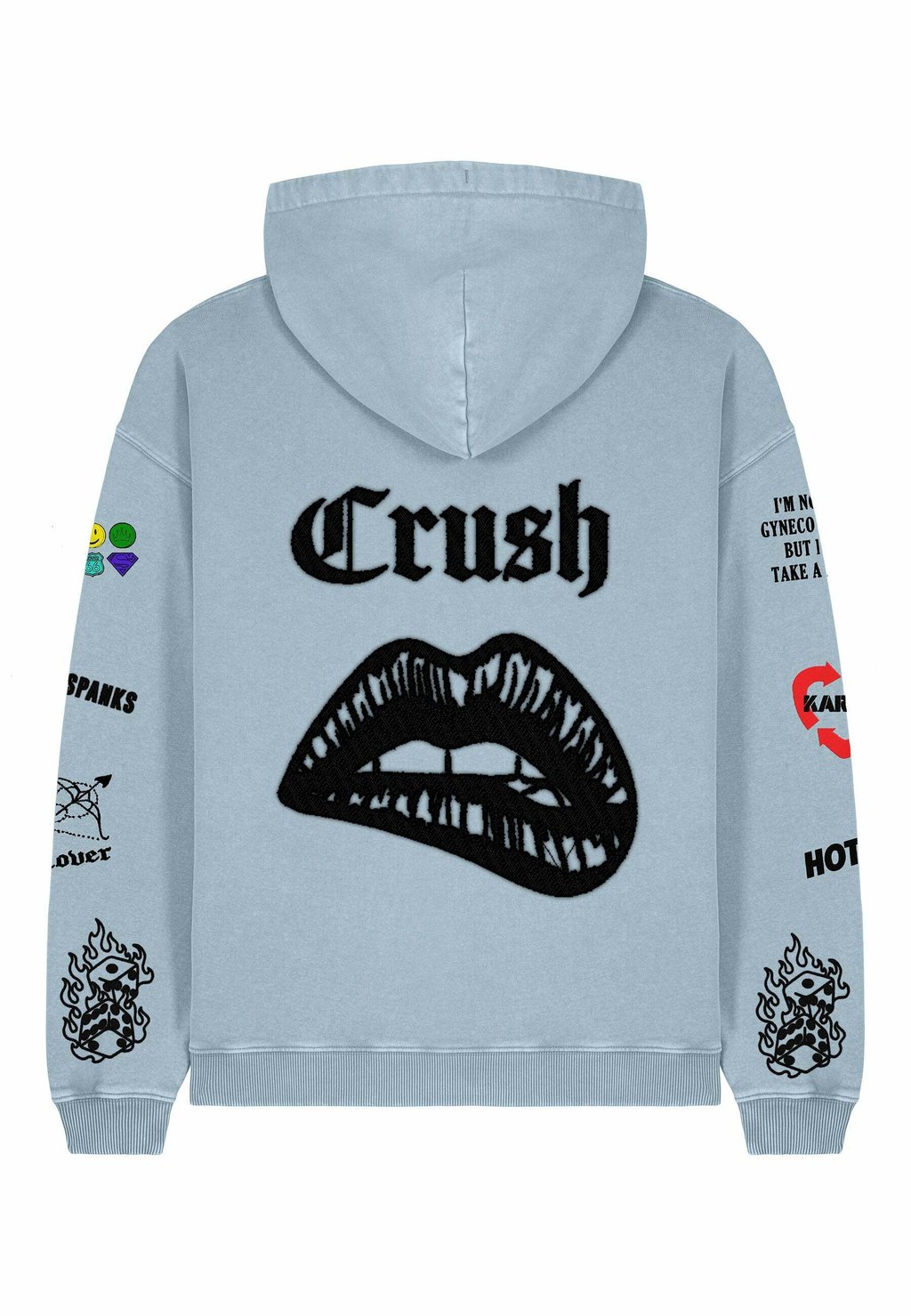 

Толстовка CRUSH TATTOO BACK PRINT VINTAGE - Hoodie Mira Paris, светло-голубой