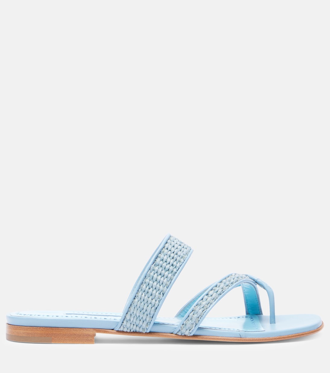 Сандалии Susara из рафии на ремешках Manolo Blahnik, 4533 / 4241 LBlu/Mblu — фото 4