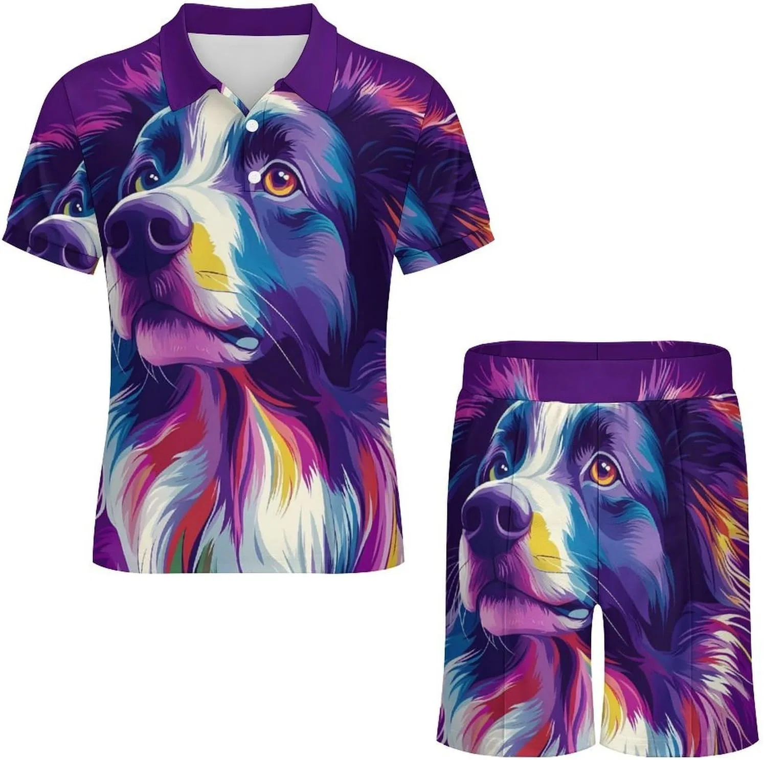 Мужской спортивный костюм с принтом Border Collie, 2 предмета, стиль — фото 3