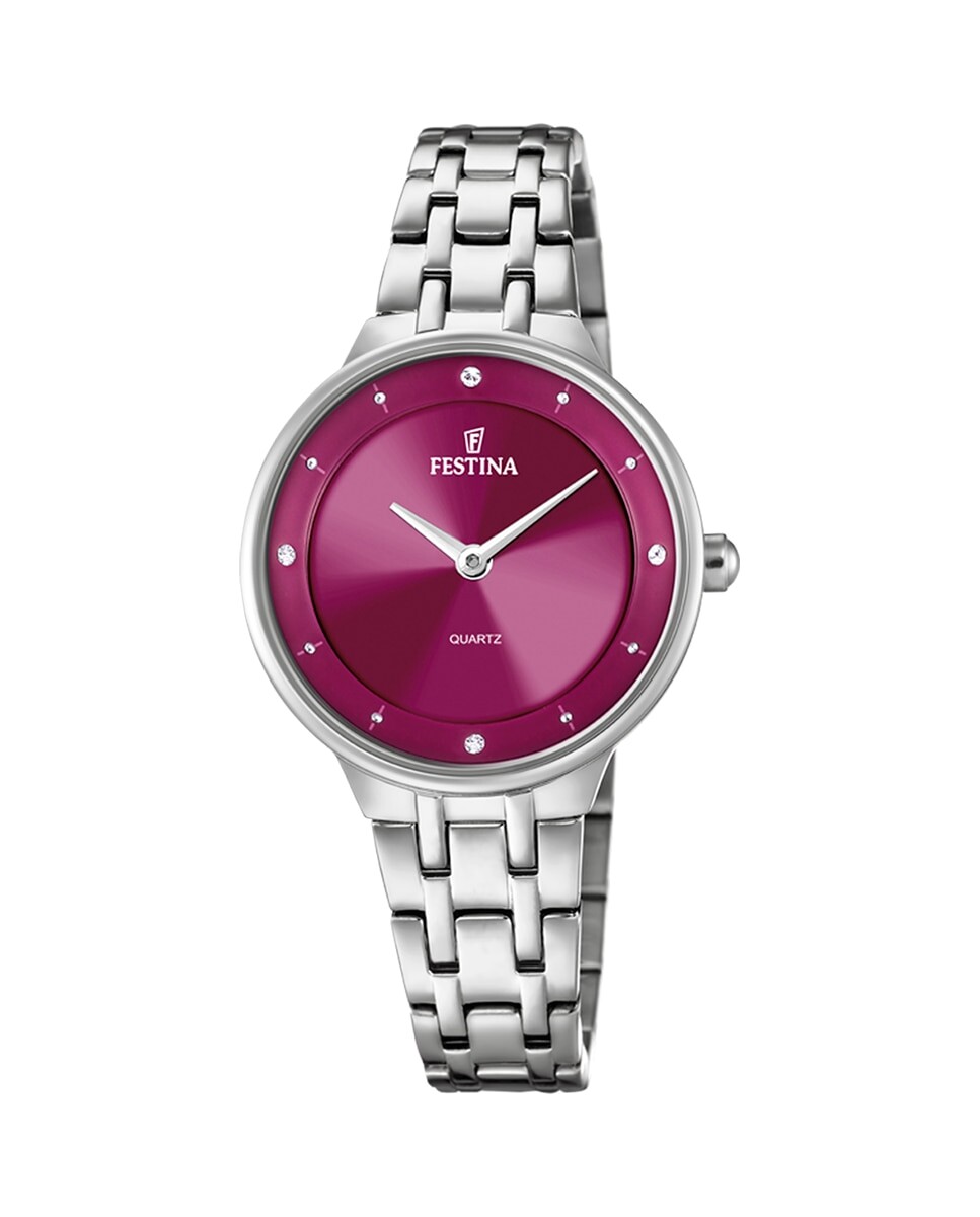 

Женские часы F20600/2 Mademoiselle со стальным и фиолетовым циферблатом Festina, серебро