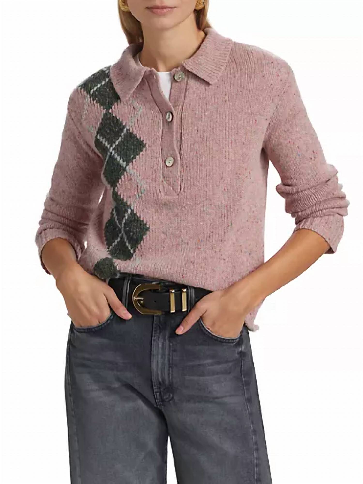 

Рубашка поло Lee Tweed Argyle в розовом саду Lingua Franca