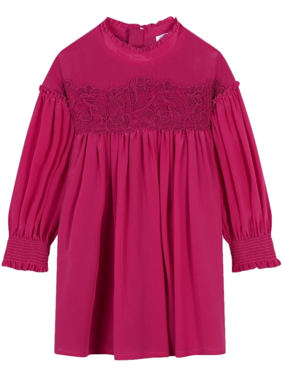 

Chloé Kids шелковое платье с кружевом, розовый