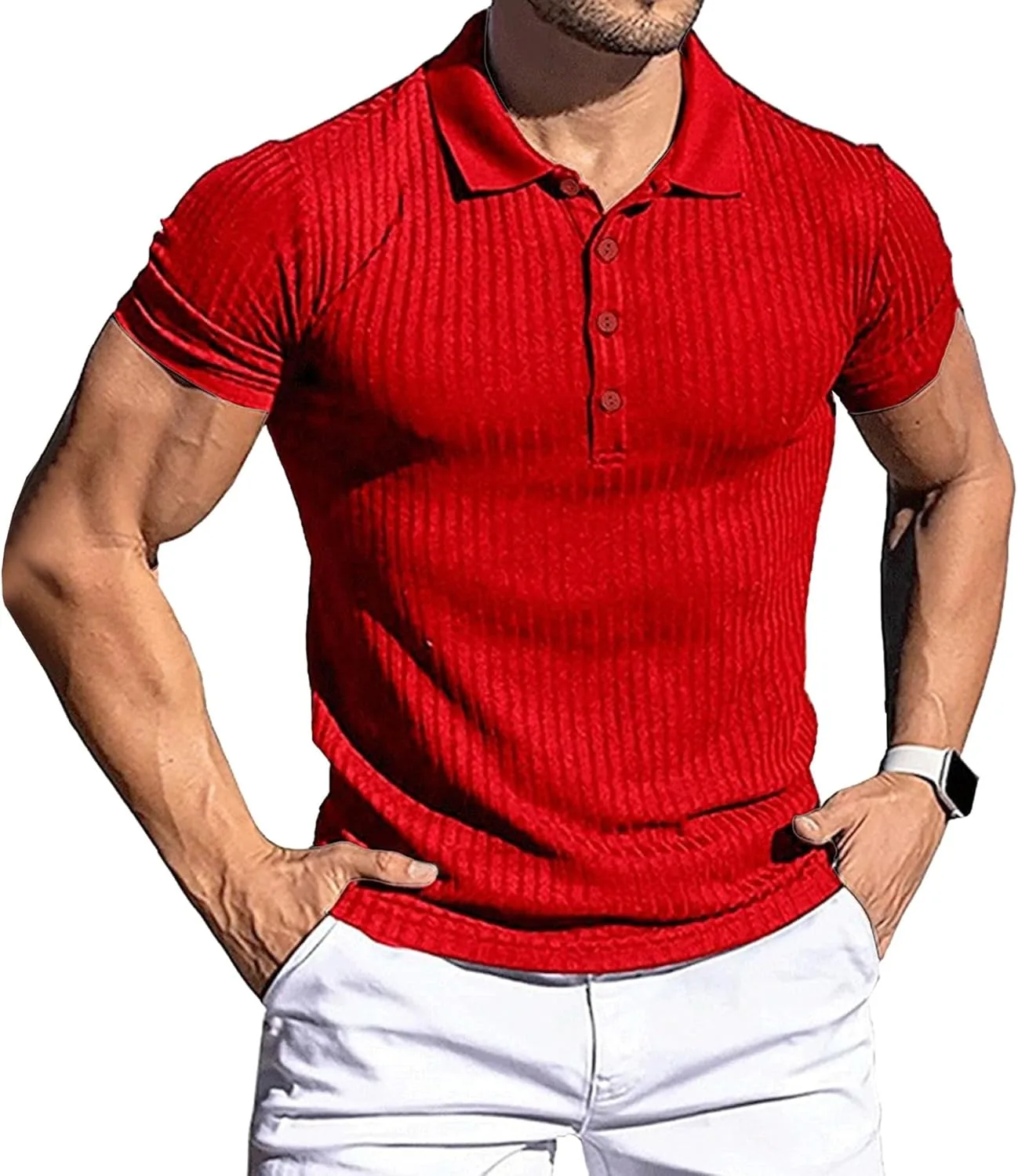 

Мужская вязаная поло Slim Fit с коротким рукавом Maiyifu-GJ