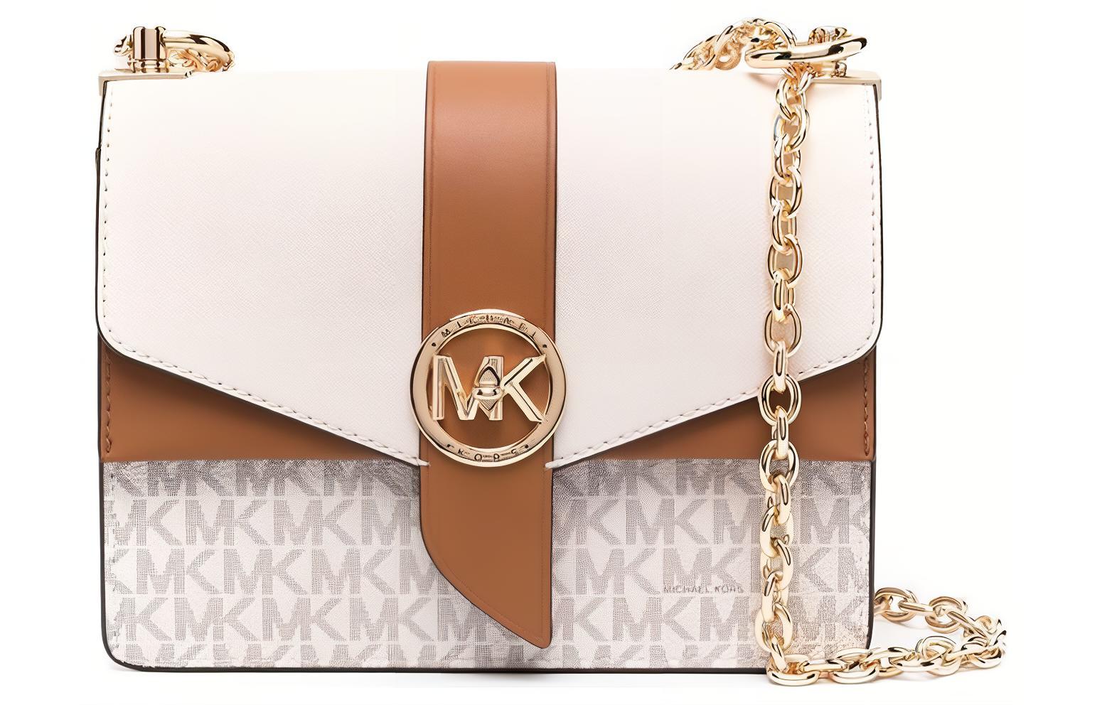 

MICHAEL KORS Кожаная конверт сумка через плечо кроссбоди маленькая женская белая и коричневая