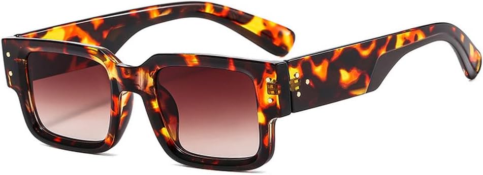 

Ретро женские двухцветные солнцезащитные очки с декоративными заклепками, защита от УФ-излучения UV400; мужские модные солнцезащитные очки с градиентным переходом цвета TKKTLLT, Leopard Tea Gradient