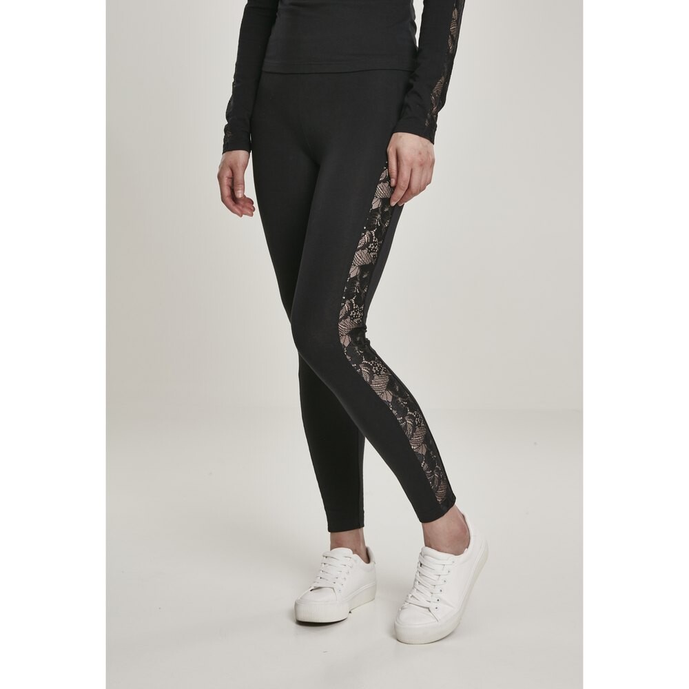 

Леггинсы Urban Classics Striped Lace, черный