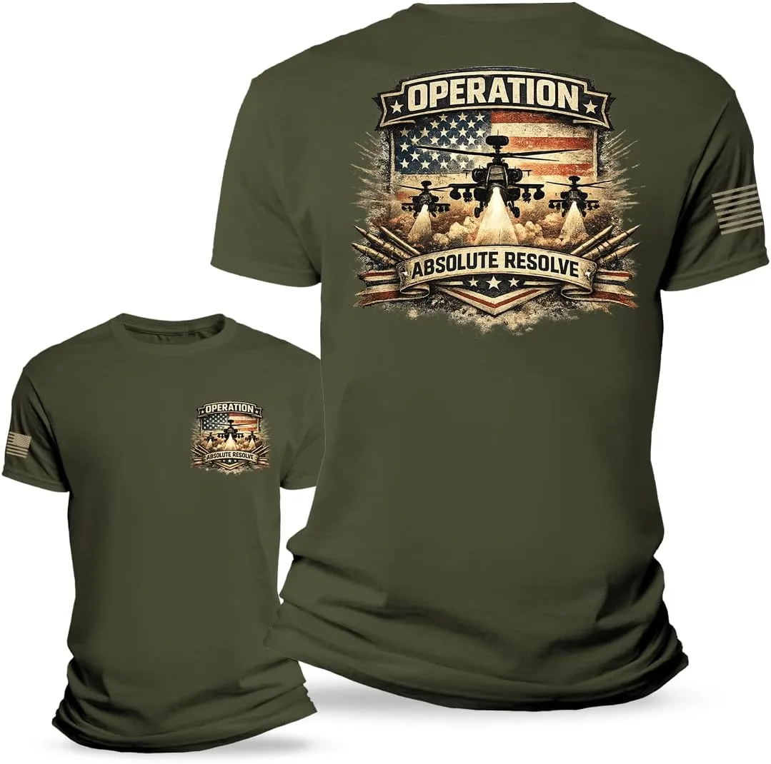 Футболка Operation Absolute Resolve American USA для мужчин, военная ветерана Generic, зеленый
