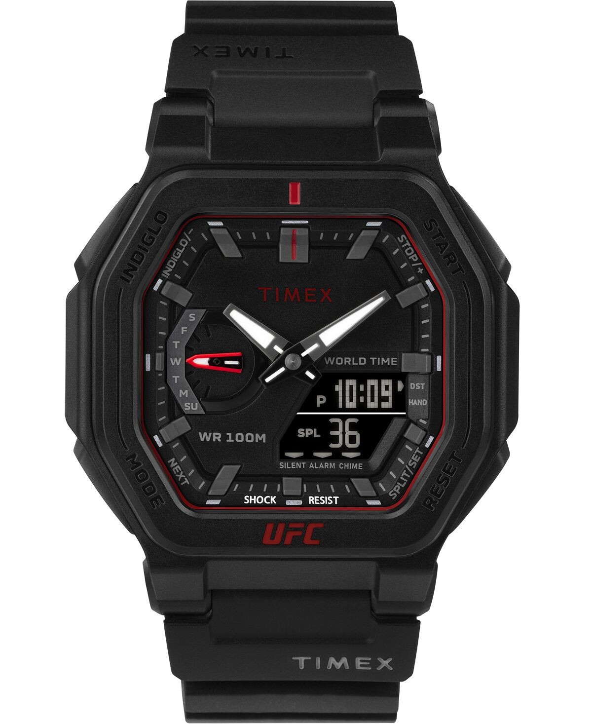 

Мужские кварцевые часы UFC Colossus, черные, черные, 45 мм Timex