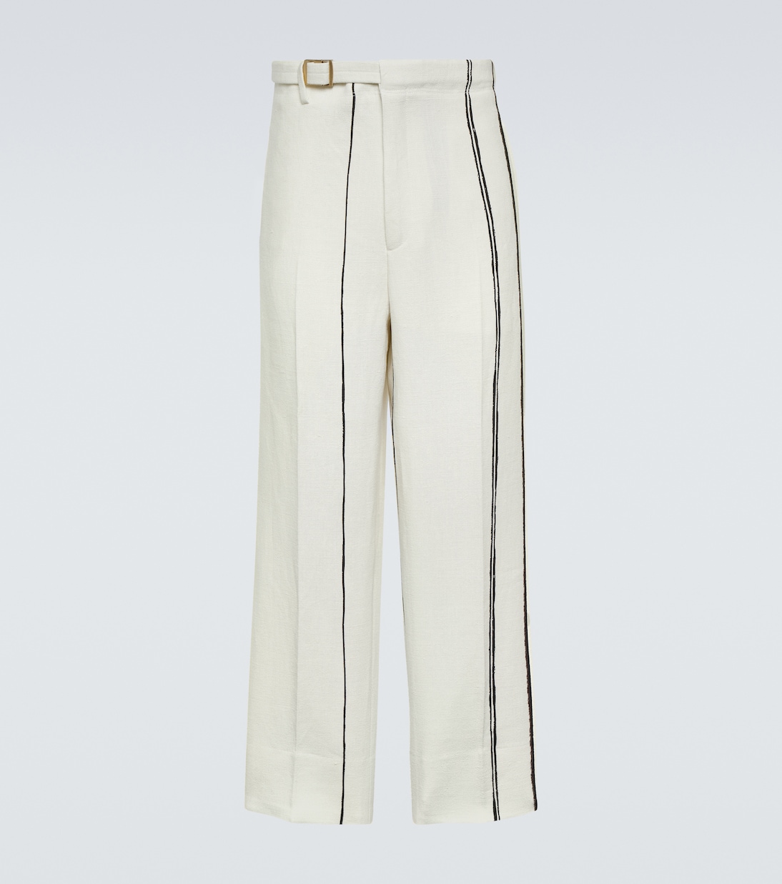 

Полосатые льняные прямые брюки Zegna, белый