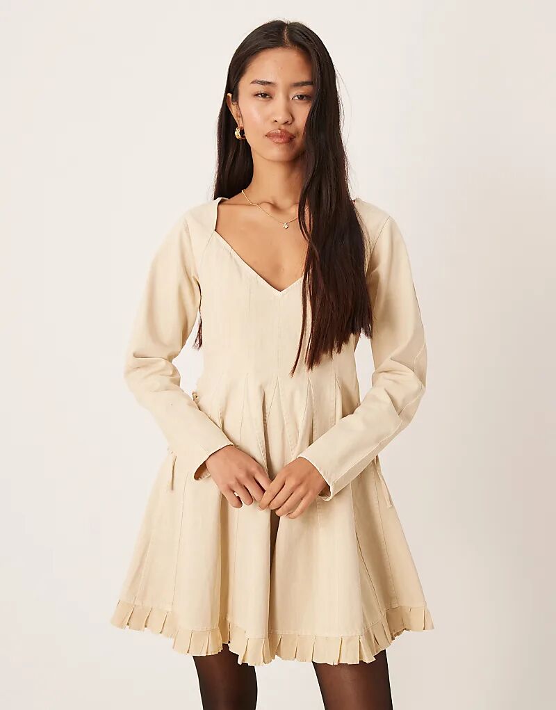 

Платье-мини ASOS DESIGN с V-образным вырезом и шнуровкой по бокам цвета экрю