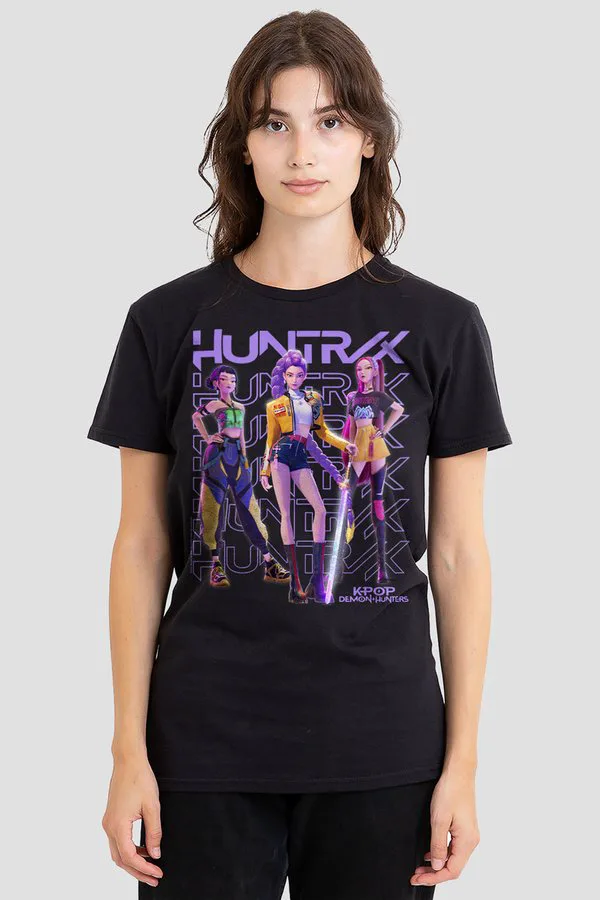 

Футболка с принтом позы из аниме k-pop demon hunters huntrix huntr/x golden trio. Netflix, Black, Черный, Футболка с принтом позы из аниме k-pop demon hunters huntrix huntr/x golden trio. Netflix, Black