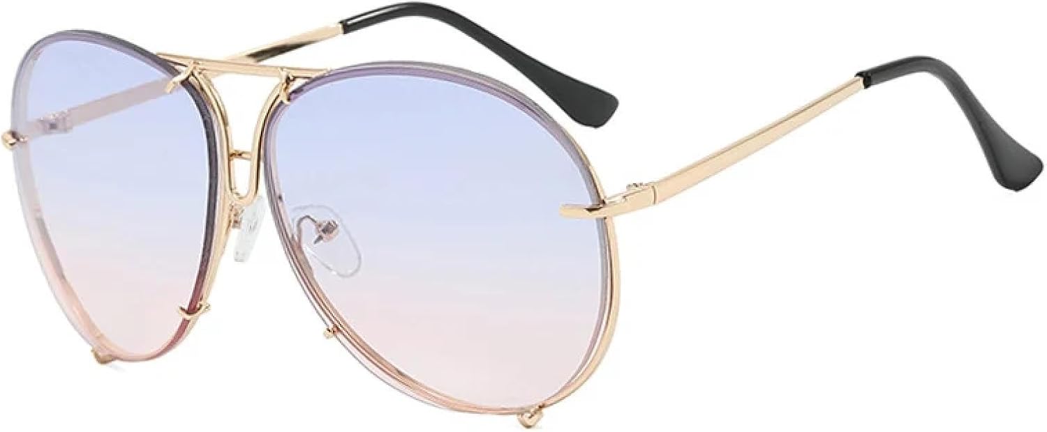 

Женские солнцезащитные очки для женщин и мужчин, увеличенного размера, с металлическим покрытием, зеркальные, роскошные, с защитой от УФ-излучения UV400 VVTWSSW, Gold-bluepink