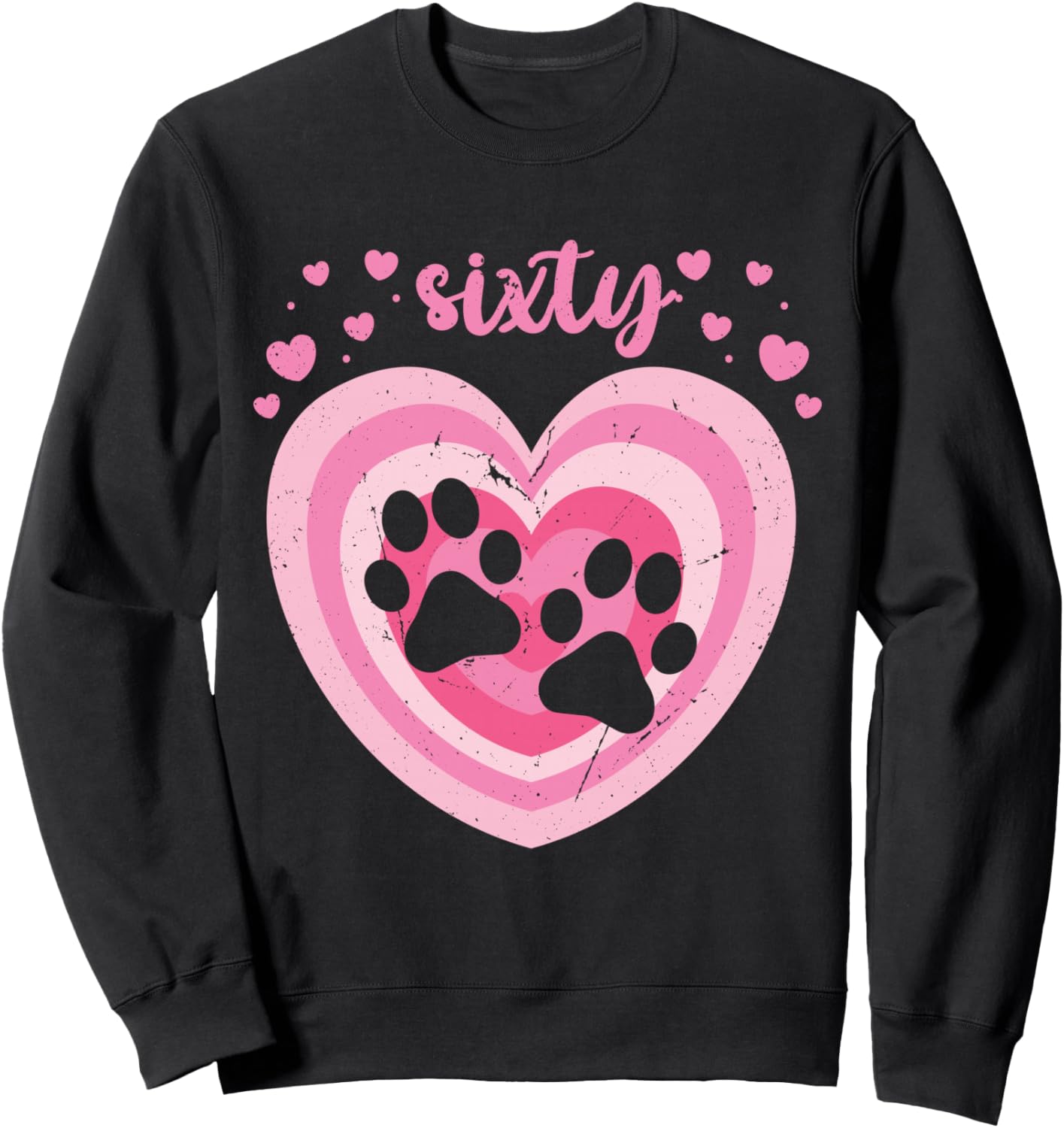 

Милая толстовка с отпечатком собачьей лапки для девочек, отмечающих 60-летие Retro Dog Paw Themed Girls Birthday Designs, черный