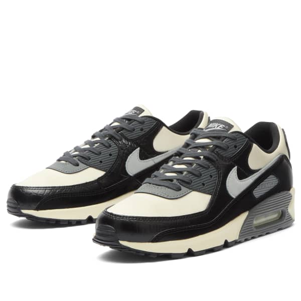 Кроссовки Air Max 90 QS Nike, sail, lightt smoke серый, черный & coconut milk — фото 2