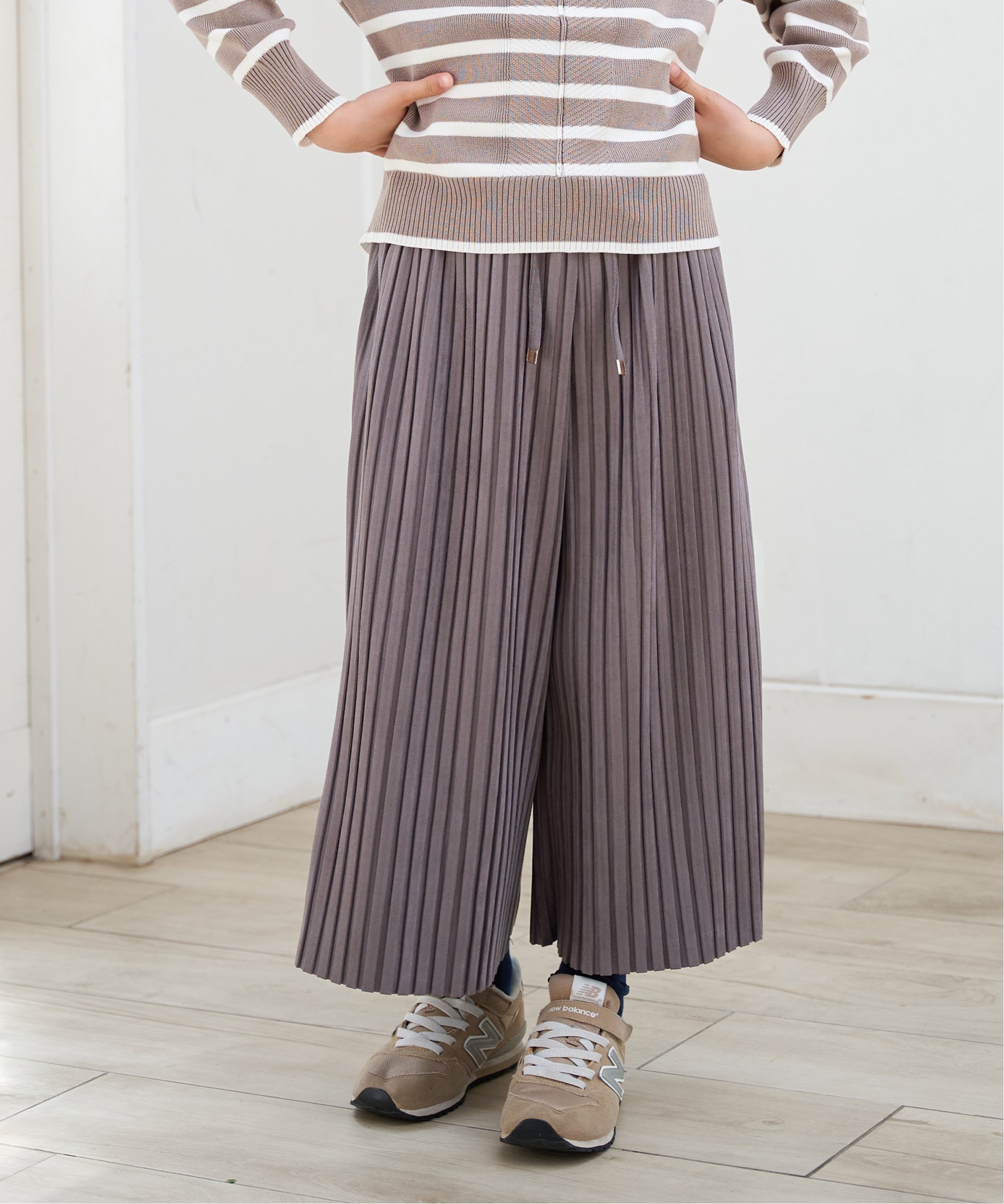 Плиссированные брюки из искусственной замши (120-160 см) Ikka, coffee