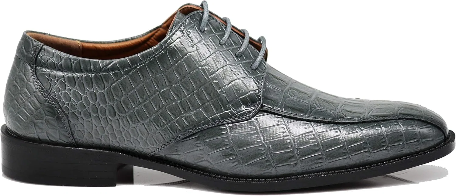 Мужские оксфорды Enzo Romeo Gator3N с принтом под крокодиловую кожу, на шнуровке, Grey New — фото 2