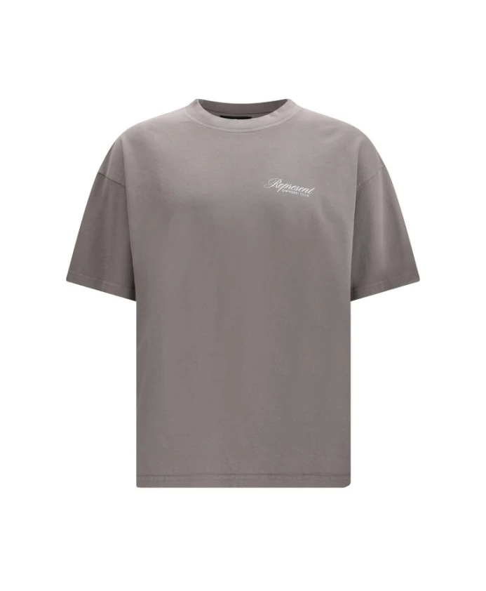 

Минималистичная хлопковая футболка с монограммой Represent, серый