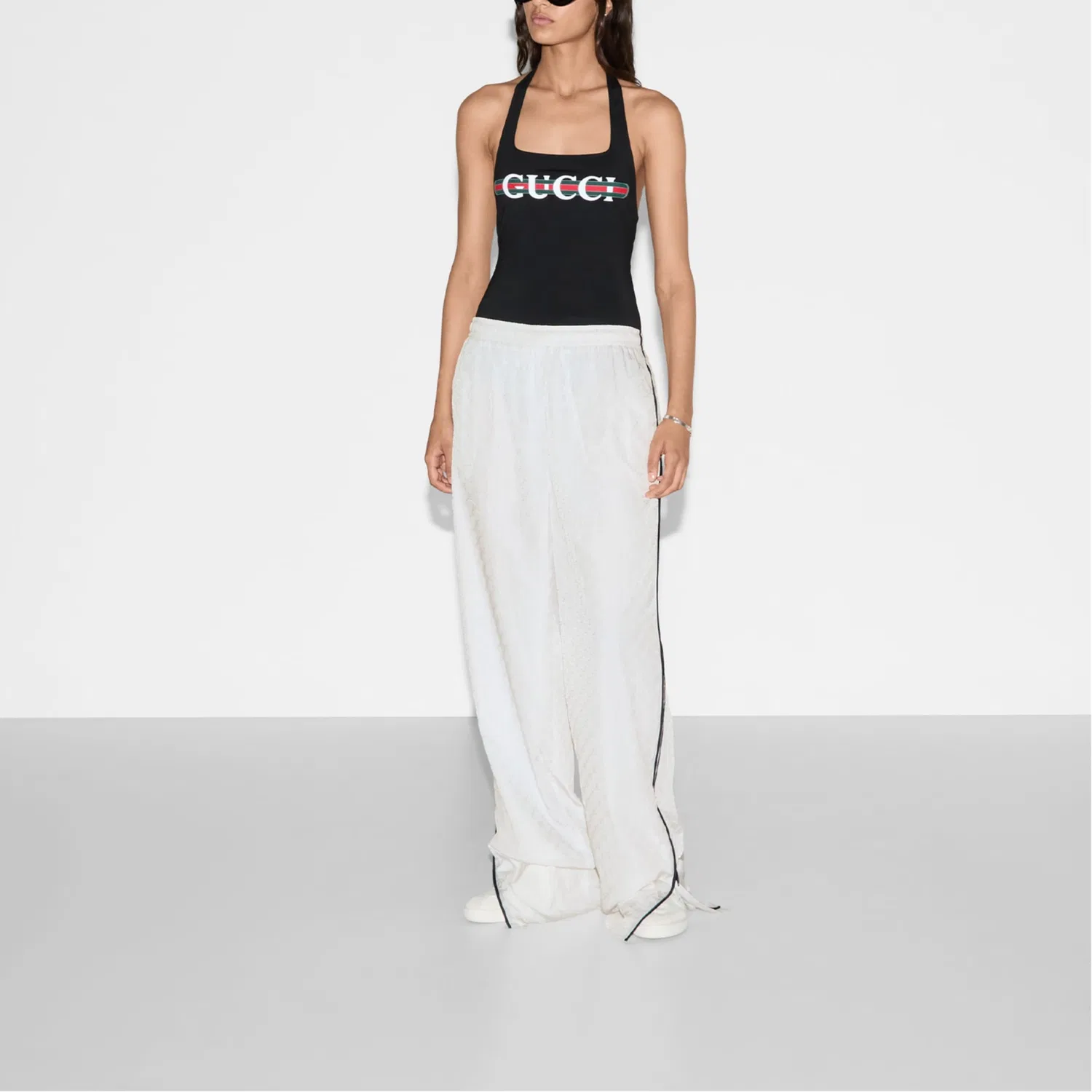 Спортивные штаны трикотажные GUCCI универсальные, стиль high street, белый — фото 3