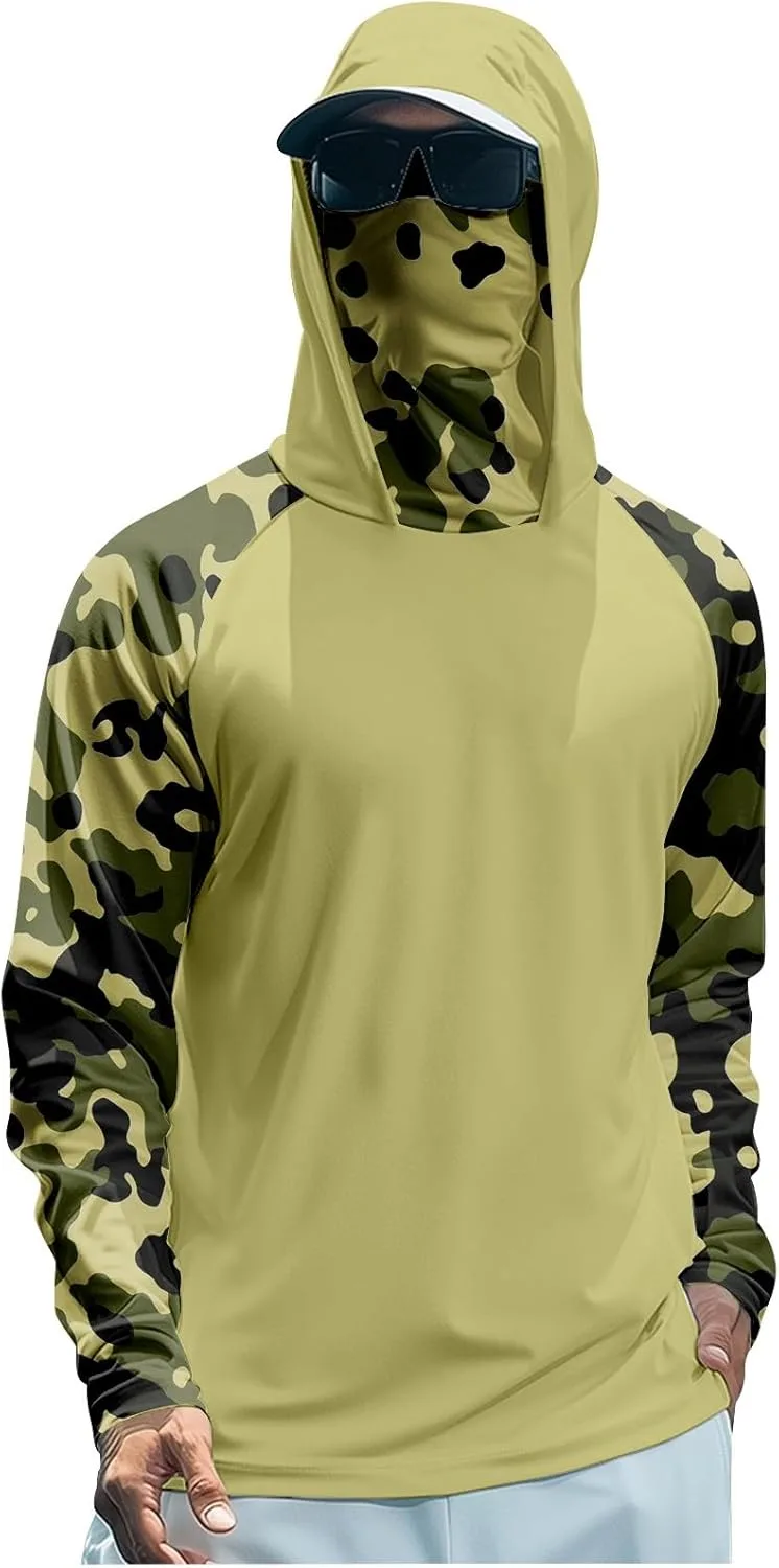 

Мужская солнцезащитная рубашка с маской 50+ Fishing camo, легкая, с длинным рукавом CCHZYSKO